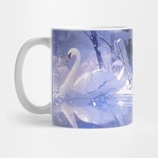 White Swan in Winter Wonderland Mug